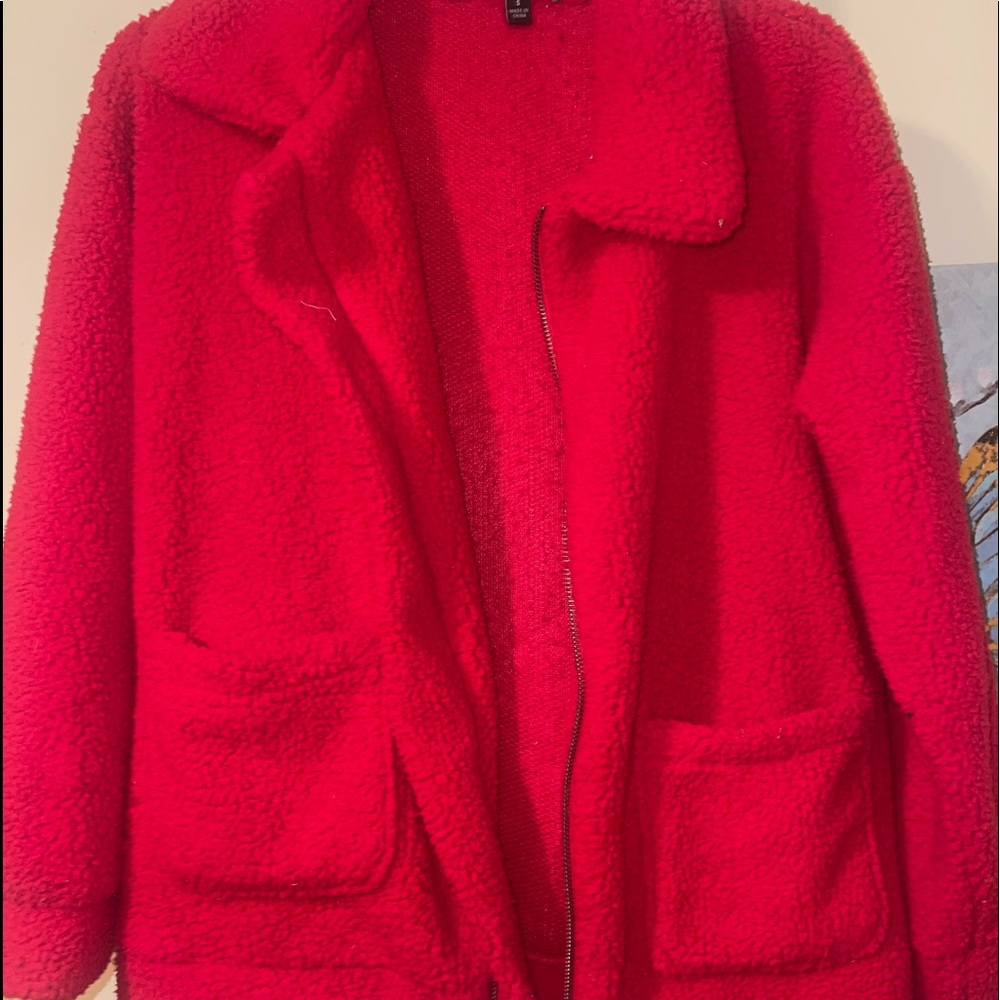 Scarlet red Sherpa jacket size small